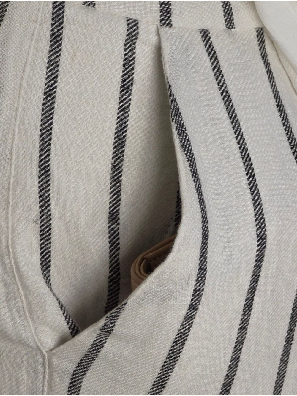 Dex Linen Blend White Black Stripe Wide Leg Crop Pants Pleated Coastal XL NWT - Picture 7 of 10